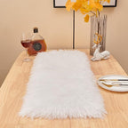 Table Runner, Thanksgiving Modern Small White Fur Table Runners for Party Birthday Christmas Friendsgiving Wedding Dinning Table, Decorative Rug Luxury Faux Fur Runner for Table(11.8x31.5inch)