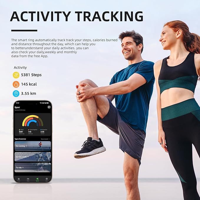 Smart Ring Pro, Fitness Tracker with Heart Rate, Blood Pressure, Stress, Sleep Tracking, Step Tracking, 10ATM Waterproof, Smart Ring for iPhone and Android (Silver 2.0, 13)