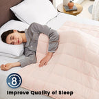 CuteKing Weighted Blanket for Adults(12lbs, 48"x72", Pink) Heavy Blanket for 110-130lbs, Weighted Blanket for Cooling & Heating with Premium Glass Beads, Soft Thick Blanket for Adult All-Season