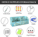 QIELIZI PU Leather Supply Organizer,Remote Control Holder Multifunctional Office Stationery Storage Box Organizer,Pencil Holders Organizers Table Top Desktop Desk Accessories(1-Peach Blossom)