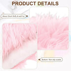 PATIKIL 12" Locker Rug, Small Area Rug Mini Faux Fur Rugs Small Locker Carpet Soft Fluffy Tiny Photography Props Square for Nail Photo Tabletop Background Picture Decoration, Pink