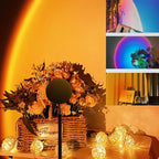 Sunset Lamp Projection Spotlight with Remote RGB 16 Colors for Influencer Video, 360 Degree Rotation Sunset Light Projector, Rainbow Projection Lamp LED Night Light for Bedroom, Party, Photography