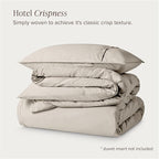 Bare Home 100% Organic Cotton Extra Long Duvet Cover Set - Crisp Percale Weave - Lightweight & Breathable - Cooling Duvet Cover Set (Twin/Twin XL, French Beige)