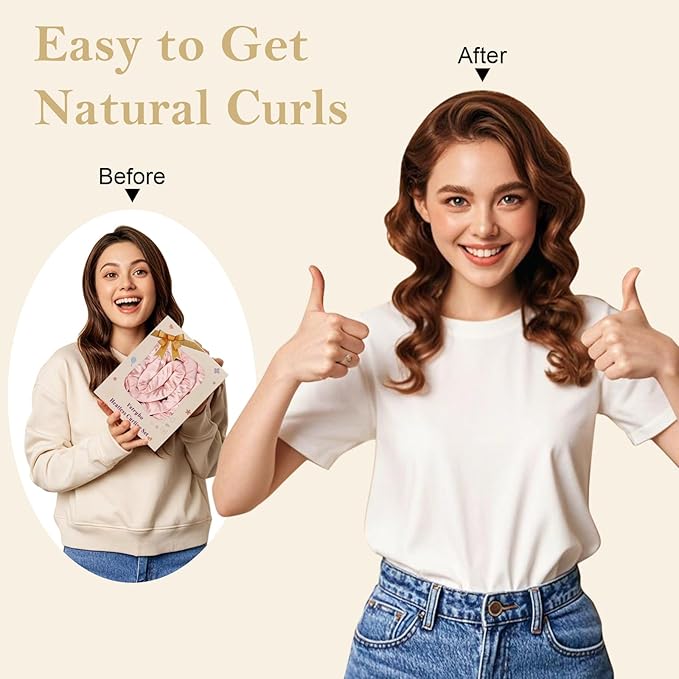 Satin Heatless Hair Curler Curls Overnight Hair Curlers to Sleep In, Hair Curlers No Heat Curls Overnight, Heatless Curling Set for Women Long Hair - 8 Pcs (Blush Pink)