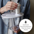 Crane White Teardrop Ultrasonic Cool Mist Humidifier, 1 Gallon Auto Shut-Off for Large Room, Baby Nursery, Bedroom Office, Clear & White
