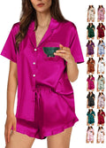 WJing Yi Jia Ruffle Pajama Sets For Women XS-4XL Womens Silk Satin Pajamas Set Silky Sleepwear Pj Sets Nightwear Loungewear