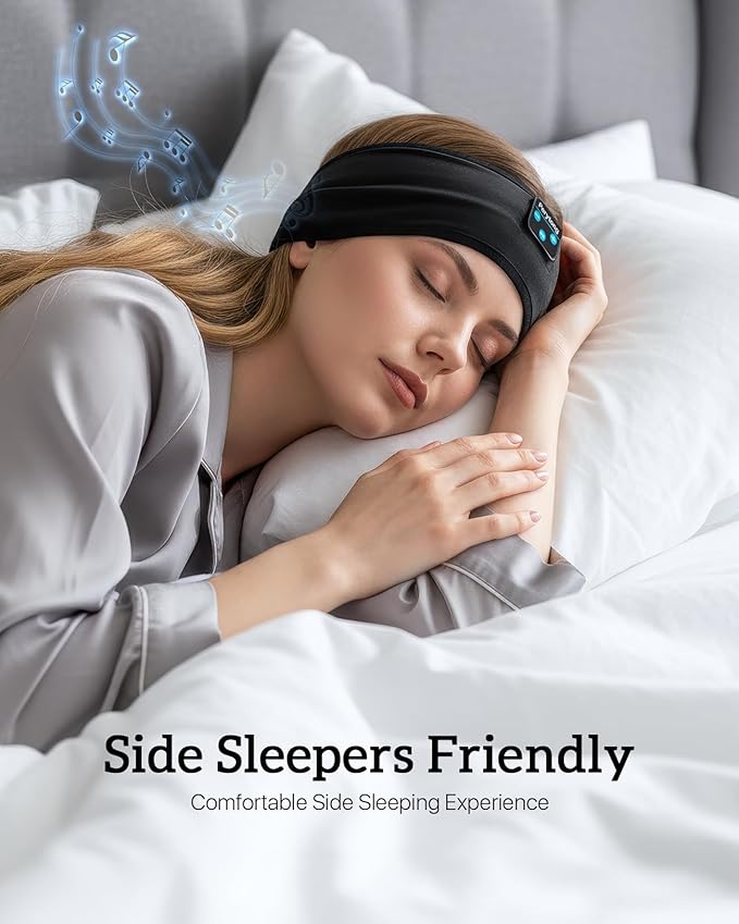 Perytong Sleep Headphones Bluetooth 5.4 Headband, Wireless Sleep Headphones with Ultra-Thin HD Stereo Speakers for Side Sleepers, Soft & Sweat Resistant Sport Headband for Yoga Travel Workout