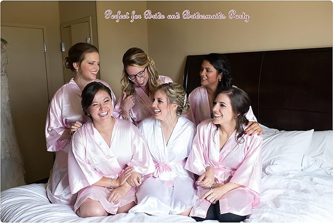 Women's Satin Robes Floral Bridesmaid Robes Short Silk Kimonos Sleepwear