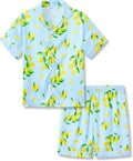 Beezizac Little & Big Girls Satin Silky Button Pajama Summer Short Sleeves Set Trendy Outfit Kid Size 6-16