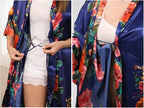 QXQTER Peony Floral Silky Satin Robe Wedding Bridal Party Bride Bridesmaid Robes for Women Dressing Gown Kimono Robe