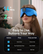 Sleep Mask with Bluetooth 5.4 Headphones, Wireless Music Sleep Eye Mask for Side Sleepers, 3D Contoured Comfort & Built-in HD Stereo Earphones, Blackout for Travel (Bright Blue)