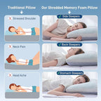 Alkyonos Shredded Memory Foam Cooling Soft Bamboo Viscose Pillows King Set of 2, Adjustable Hypoallergenic Hotel Quality Pillows for Stomach, Back and Side Sleeper, Oeko-TEX Certified