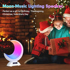 Moon Table Lamp with Time Alarm Clock, RGB Adjustable Light with Bluetooth, with Scene Mode and Music Mode, Warm White LED Moon Light, Suitable for Home Decoration, Bedroom Living Room Desk.