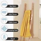 Cotton Muslin Throw Blanket with Tassels, Lightweight Woven Gauze, Pre-Washed Breathable Farmhouse Decor for Bed, Couch, All-Season Use (Yellow, 50" x 60")