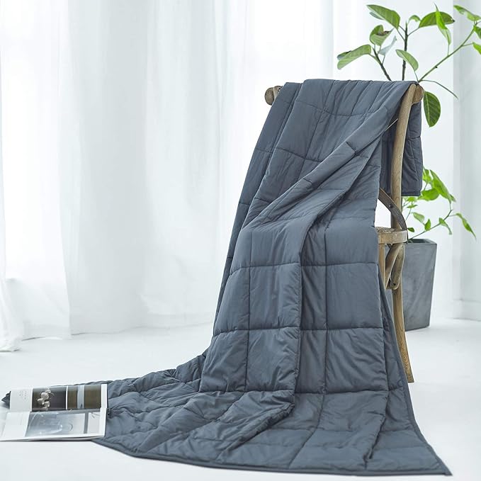 TONGDADA California King Size Weighted Blanket | 90''x108'',20lbs | Perfect for Couples | Premium Cotton Material with Glass Beads | Dark Grey