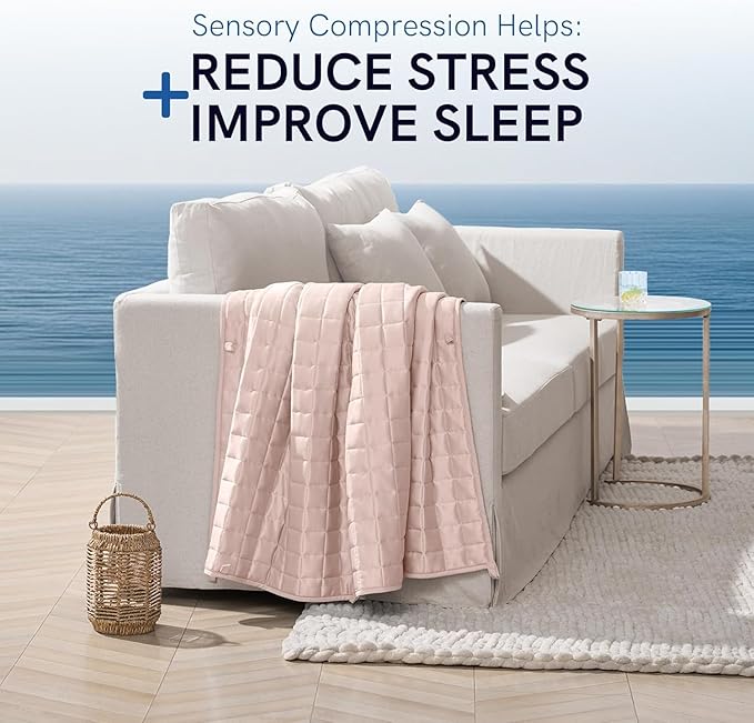 YnM Cooling Weighted Blanket for Adults, 15lbs Heavy Bed Throw Comforter with 100% PE Fabric, Ideal for Hot Sleepers or Summer Days(48x72 Inches for Twin/Full Bed, 15 Pounds, Pink)