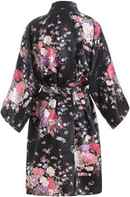 Women's Satin Robes Floral Bridesmaid Robes Short Silk Kimonos Sleepwear