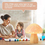 BOHON Mushroom Lamp, Ceramic Bedside Table Lamp for Bedroom Nightstand, Vintage Cute Night Light, Small Lamp for Living Room Kids Desk Home Decor Girls, LED Bulb Included, Pink