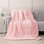 Sherpa 10lb Weighted Blanket for Adult, Both Sides Reversible Velvet Soft Plush Weighted Heavy Blanket for All Season Pink 48in*72in