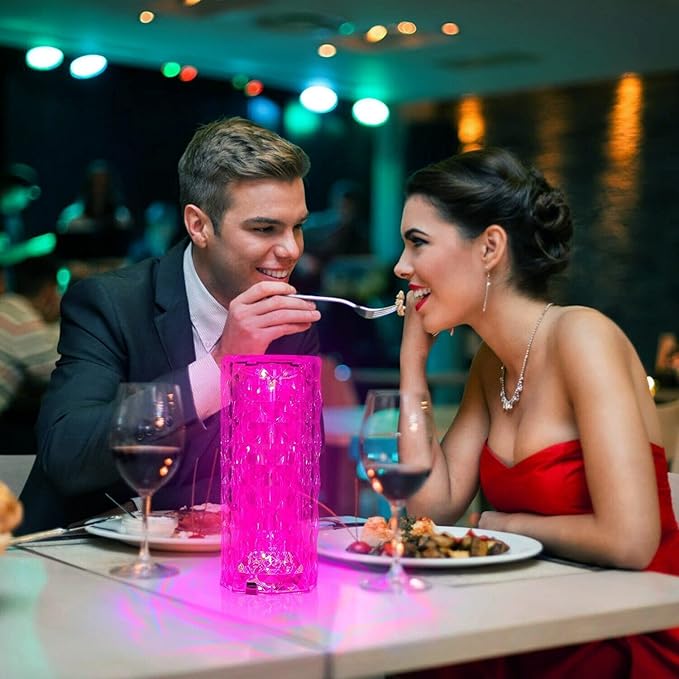IMQSQIK Crystal Table Lamp,RGB Rose Diamond Touch Lamps (2PACK) Color Changing Night Light for Bedroom/Living Room/Party Dinner Decor Creative Lights Housewarming (Remote & Touch