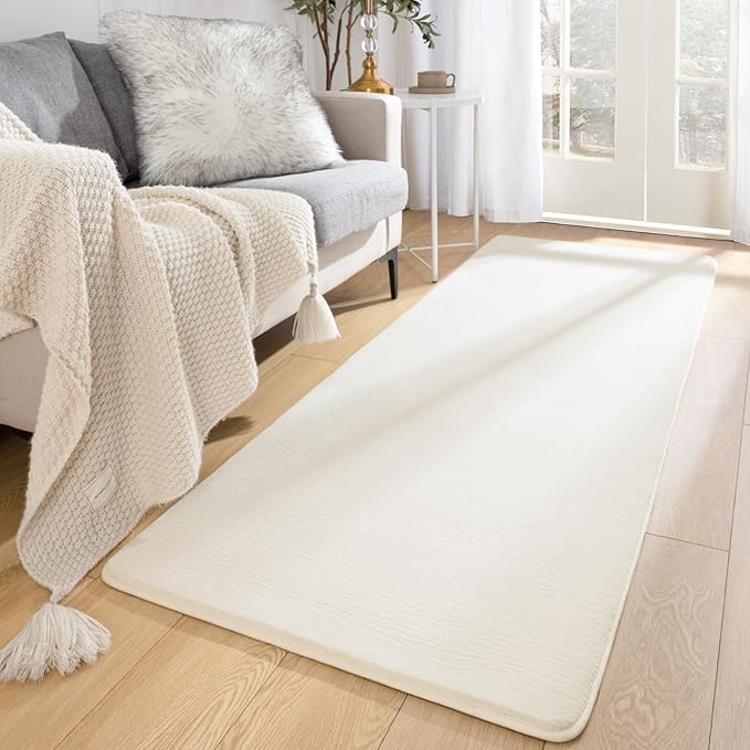 Softlife Washable Runner Rug for Bedroom Living Room, 2x6 Creamy White Soft Fluffy Hallway Runner Rug, Non-Slip Indoor Carpet for Kitchen Laundary Room Decor Entryway Bathroom