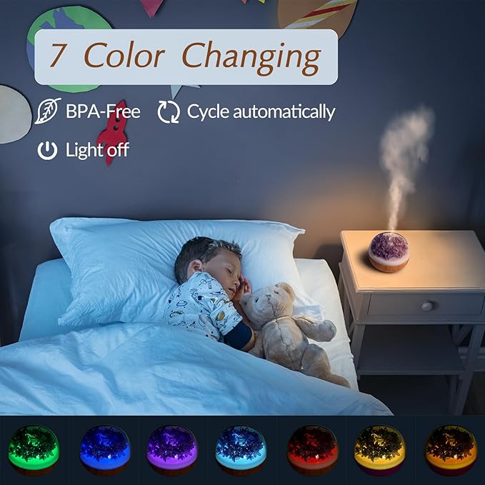 Aromatherapy Essential Oil Diffuser, 300ml Air Diffuser Humidifier with 7 LED Colors, Timer & Auto-Off for Home Bedroom Office (Purple)