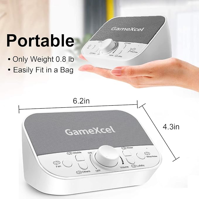 Portable Sound Machine - White Noise Machine for Sleeping & Privacy - 38 Non-Looping Sounds with Dual Speakers Timer Memory - USB Sleep Therapy Machine for Baby Kids Adults Home Office