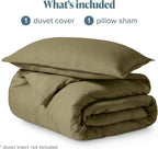 Bare Home Bedding Duvet Cover Extra Long Size - Premium 1800 Super Soft Collection - Lightweight, Cooling - Soft Breathable Bedding Duvet Cover (Twin/Twin XL, Olive)