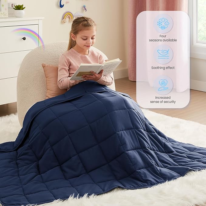 HOSUKKO Weighted Blanket - 3 lbs Navy Blue Heavy Blanket - Breathable Blanket(36 * 48 inches, 3 lbs)