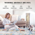 Area Rug 8x10 Washable Rugs Modern Abstract Area Rug Soft Non-Slip Non-Shedding Faux Wool Stain Resistant Floor Carpets for Living Room Bedroom Dining Room Kids Room Home Office (Teal, Rust)