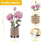 Flower Table Lamp, Orchid Flower with Crystal Vase Lamp, Cordless Touch Desk Light, 3 Colors Dimming & Rechargeable, Small Night Light for Bedroom Home, Romantic Gifts for Girl Women (Peony-Pink)