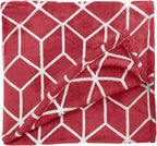 Elegant Comfort Luxury Velvety Feel Blanket, All-Season Lightweight Blanket, Ultra Plush, Soft, Cozy-Fuzzy Flannel Fleece for Couch, Sofa, Bed, Travel, Cube Design, Twin/Twin XL, Burgundy