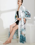 Aensso Long Soft Lightweight Silky Kimonos Robes for Women, Luxury Japanese Floral Womens Kimono Robe