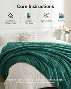 Cottonblue Weighted Blanket 15lbs for Queen Ded - Ultra Soft, Cozy Comfort Sherpa Blanket for Relax and Sleep, Heavy Bed Blankets with Cemaric Beads, 60x80 Inches,Green
