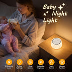 White Noise Machine with Night Light, 30 Soothing Sounds Portable Sound Machine for Baby and Adults, 10 Color Night Light, 5 Timer Options, Memory Function,Compact for Travel (White)