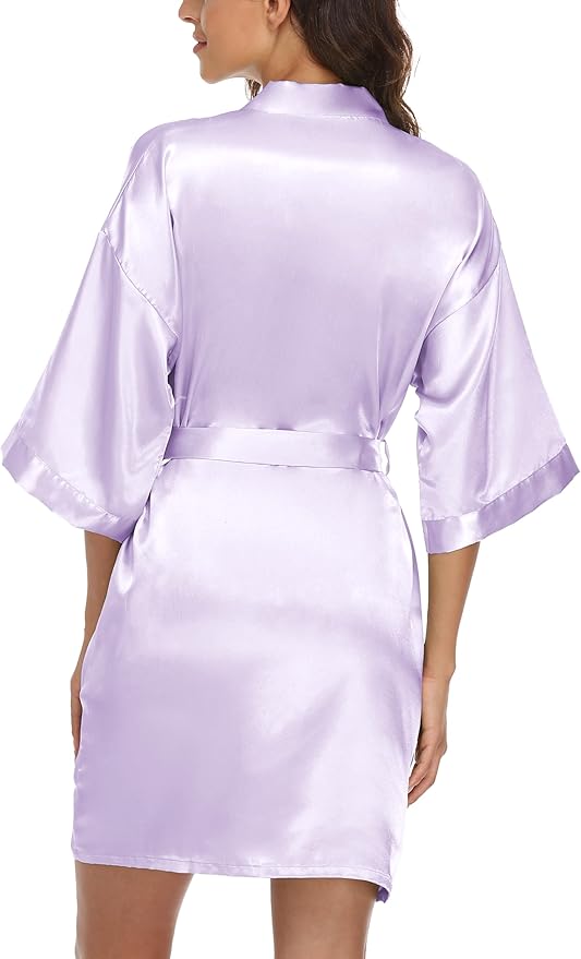 Giova Women's Satin Robe Bride & Bridesmaid Wedding Party Bathrobe Short Kimono Gown