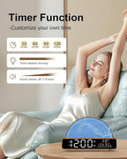 HAODINGMAI Sunrise Alarm Clock Wake Up Light with Sunrise Simulation White Noise Machine Touch Control Bedside Lamps Colors Atmosphere Lamp 30/60/90 Sleep Timer 13 Nature Sounds