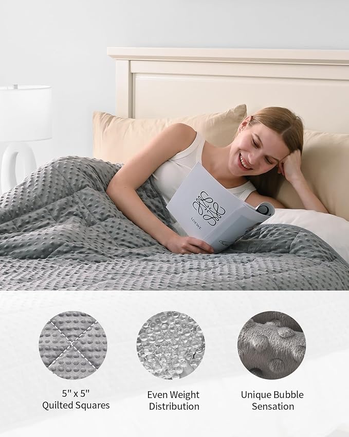 Mr. Sandman Weighted Blanket for Adults, Minky Dots Heavy Blanket for Woman, Man Sleeping and Calm, Soft and Cozy Weighted Throw Blankets, Machine Washable, 48 x 72in, 10 lbs, Grey