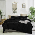 Cottonight Black Comforter Set Queen Men All Black Bedding Set Blanket Quilts Soft Breathable Pure Dark Color Lightweight Bedding Comforter Queen Size Adults Teens