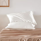 Bedsure Satin Pillowcase with Zipper, Similar to Silk Pillow Cases 2 Pack, Satin King Size Pillow Cases Set of 2, Silky & Soft Pillow Cover for Hair and Skin, Gifts for Women Men, Ivory, 20x36 Inches