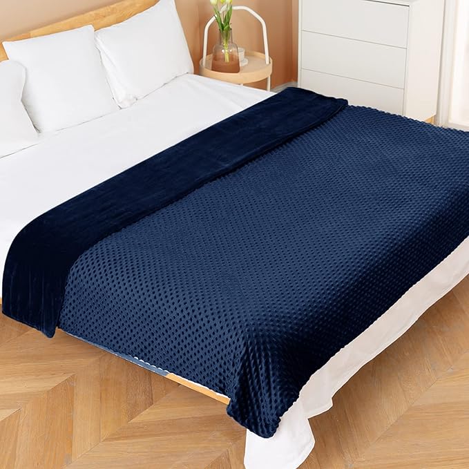 yescool Weighted Blanket with Cover (7 lbs, 41" x 60", Cobalt Blue) Heavy Blanket for Sleeping Perfect for 60-90 lbs, Breathable Blanket with Premium Glass Bead, Machine Washable