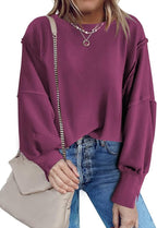 Nirovien Womens Oversized Crewneck Sweatshirt Side Slit Long Sleeve Pullover Slouchy Fit Tops