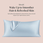 Kitsch Satin Pillowcase with Zipper for Hair & Skin - Softer Than Silk Pillow Cases, Smooth Cooling Satin Pillow Case, Wrinkle-Free, Machine Washable, King Size Satin Pillow Case 19x36 -Haze Blue