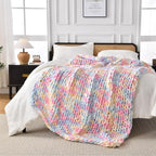 Ultra Soft Chunky Knit Throw Blanket 50x70 Hand Knitted Warm Chenille Throw Blanket, Home Decor Soft Thick Yarn Cable Knit Blanket Breathable Fleece Banket Christmas for Couch Bed Sofa Best Gift
