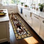 Cowprint Western Runner Rug,2x8ft,Bohemian Moroccan Geometric Runner Rug,Rustic Cabin Decor Southwest Rugs,Soft Non-Slip Long Hallway Rugs, for Bedroom Kitchen Laundry Entryway Floor Mat