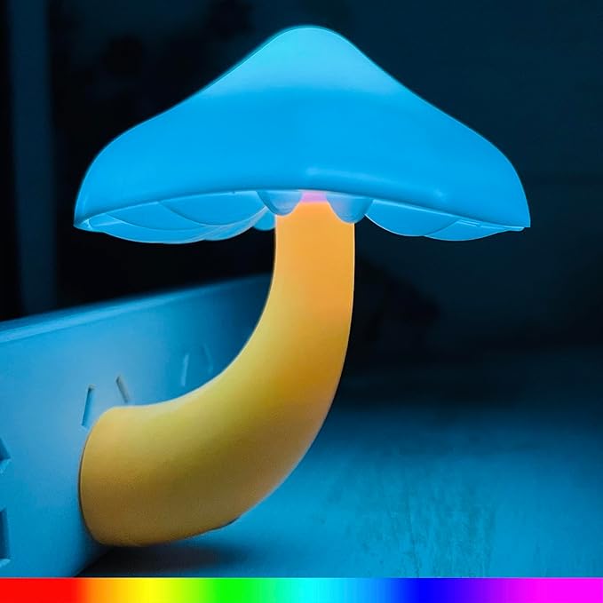 ZEZHOU Sensor LED Mushroom Night Light Plug in Wall Mushroom Light Magic 7 Color Changing, Mini Dream Bed Colourful Nightlight for Kids Adults Pet for Bedroom, Bathroom, Stairs, Cute Lamp Gift Ideas
