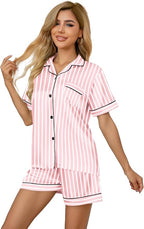 Girls & Womens Satin Pajamas Set, Silk Button-Down Sleepwear 2 Piece Nightwear, 3 Years - Women XXL