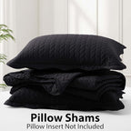 IR Imperial Rooms Twin Quilt Bedding Set Size (68” x 86”) + 1 Pillow Shams (20” x 26” + 2”) - 2 Pcs All Season Lightweight Reversible Microfiber Coverlet Embossed Quilt Bedspread (Black)