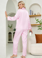 DOLOS Silk Satin Pajama Set for Women Short/Long Sleeve 2-Piece Silky Pajamas for Women Button Down Pjs Sleepwear Loungewear