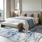 CRYPTOLITE Living Room Rug Washable Abstract Rugs with Non-Slip Backing Low Pile Area Rug for Living Room, Bedroom, Dining Room, 6x9, Blue
